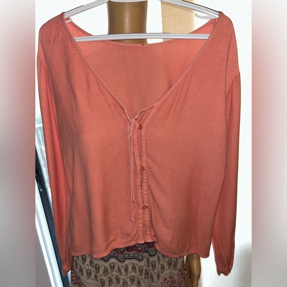 Cloth & Stone peach colored, long sleeved button cuff blouse. Sz S. Los Angeles - Picture 8 of 9